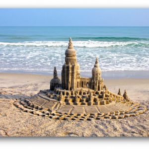 At the End of the Day: sandcastle & photo by artist Lou Gagnon, available as aluminum prints at www.SandWaterSky.com ~ 2015© LynnVale Studios llc